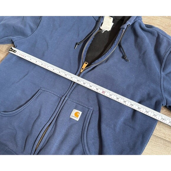 Carhartt Jacket Mens Medium Blue J149 NVY Jacket Thermal Work Lined Hooded - Picture 4 of 7